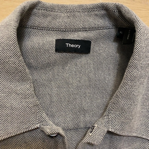 THEORY | Weekend Cotton Button Down Gray Men’s XL - Picture 5 of 6